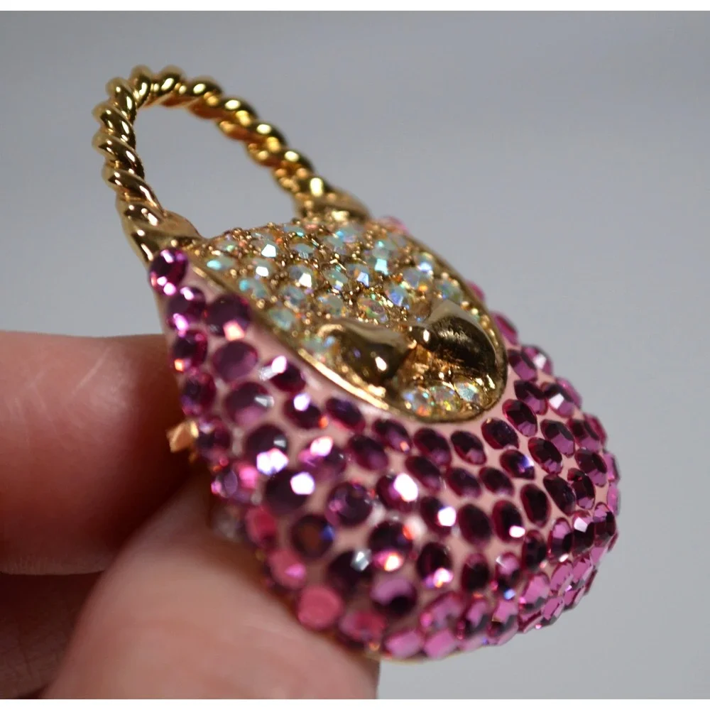 SUZANNE‎ BJONTEGARD Pink Rhinestone Handbag Purse Pin Brooch 1.75